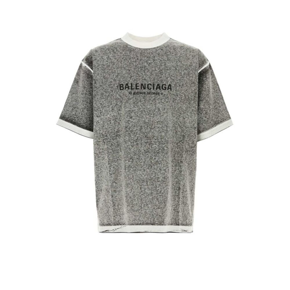 Balenciaga Men Melange Grey Cotton Oversize T-Shirt